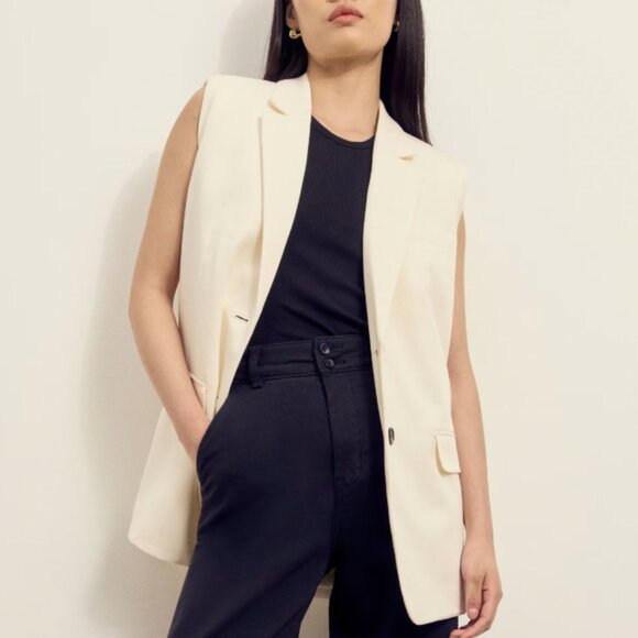 NEW Everlane The Sleeveless Blazer in Buttersmooth Womens 0 Canvas Vest - Picture 3 of 14